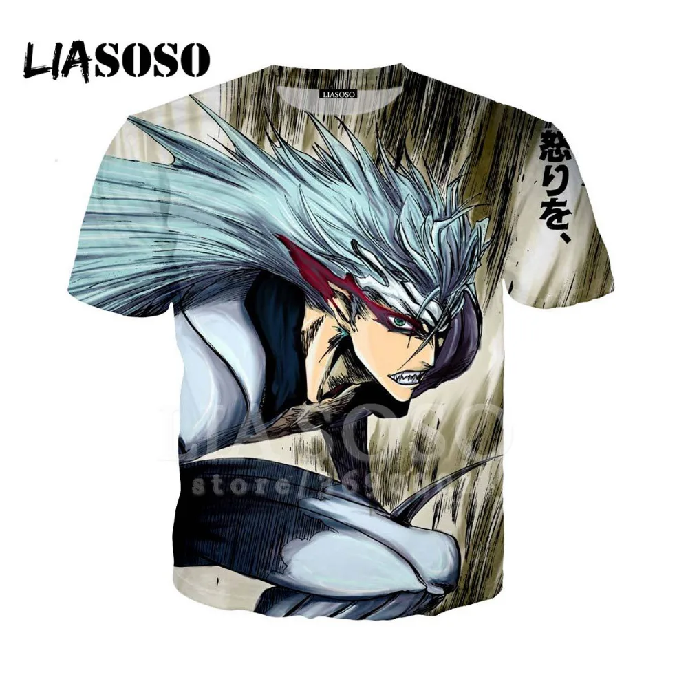 LiASOSO/Новинка Футболка с 3D принтом Унисекс Аниме Bleach Grimmjow jeagerjaquees Хорошее качество