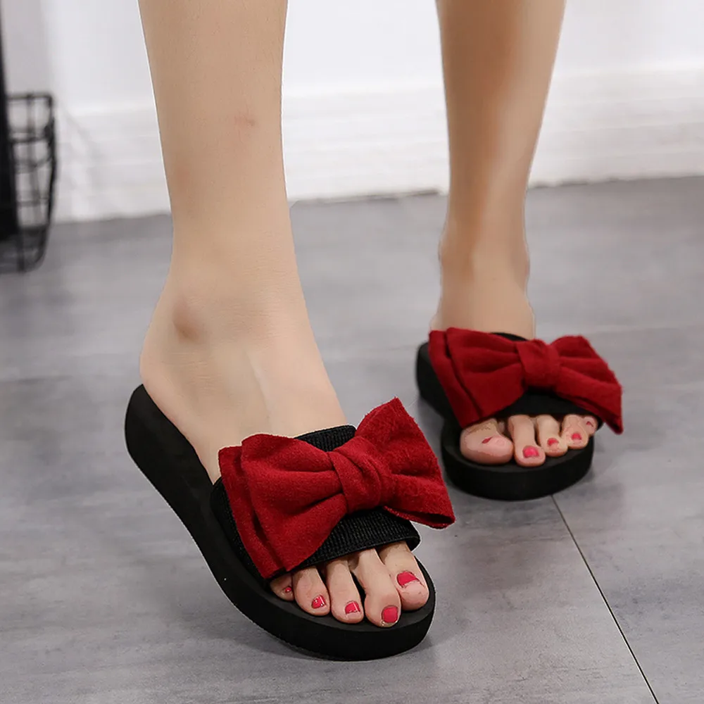 

Women Bow Summer Sandals Slipper Indoor Outdoor Flip-flops Beach Shoes