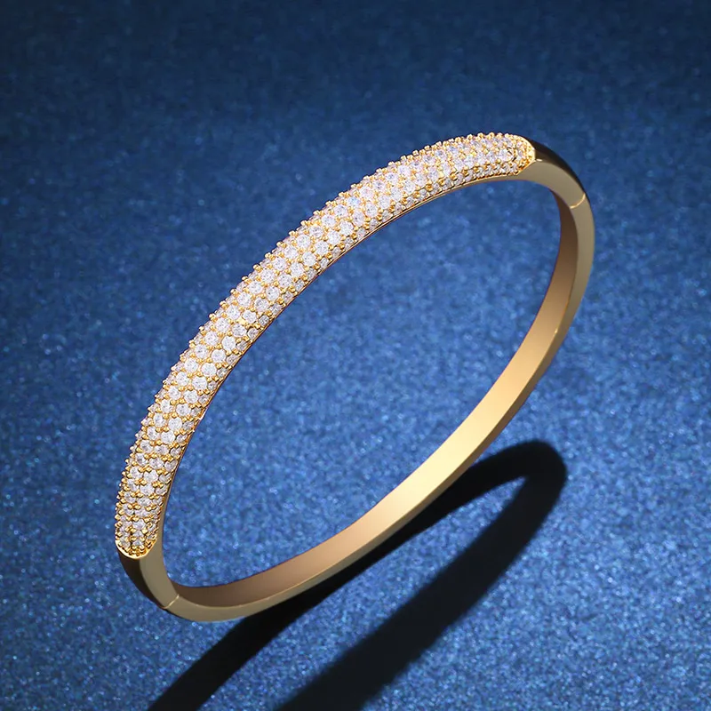 Gold OCESRIO роскошный женский браслет Серебряный медный кубический цирконий Свадебные браслеты для подружек невесты известный бренд ювелирных изделий brt-a94 - Окраска металла: Gold