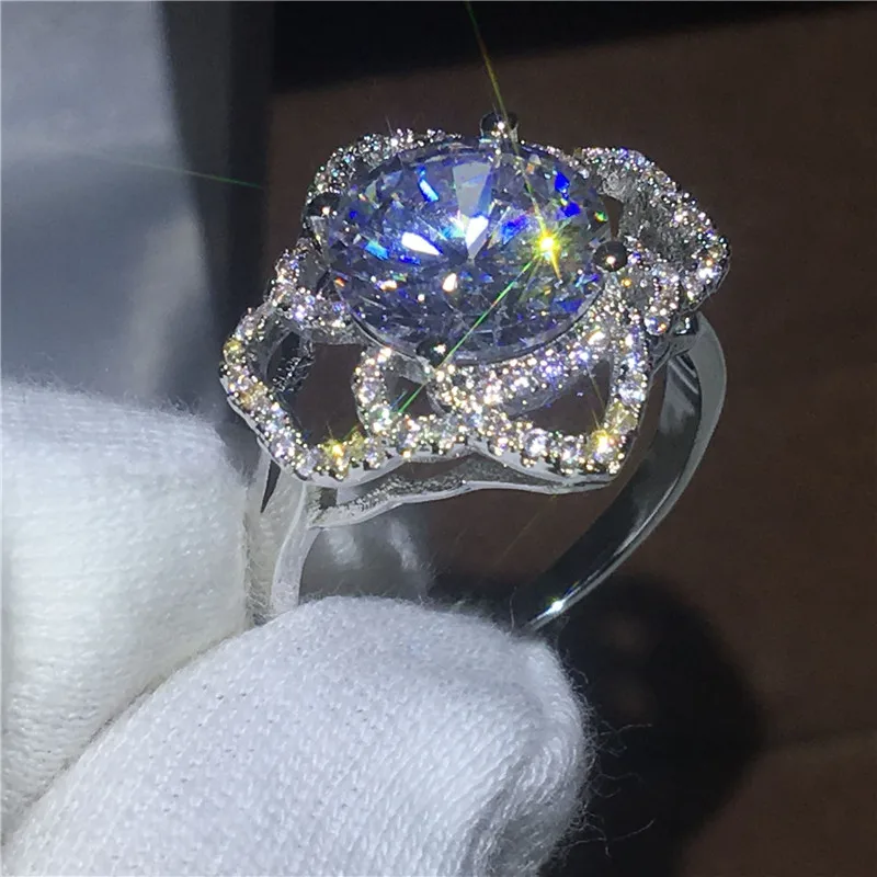 Модное обручальное кольцо с цветком для женщин из стерлингового серебра 925 пробы