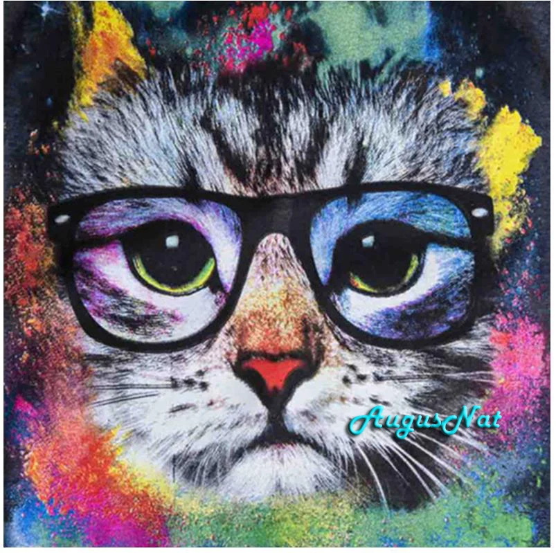 Алмазная живопись в виде кошки полностью круглая животная настенное искусство