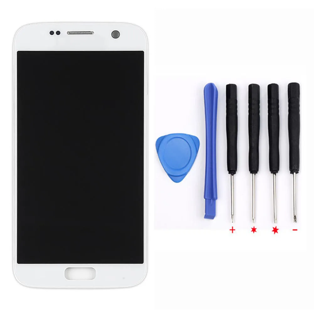 WHITE S7 LCD G930F ЖК-дисплей для samsung Galaxy S7 ЖК-дисплей G930F ЖК-сенсорный экран дигитайзер Рамка для samsung S7 дисплей - Цвет: WHITE S7 LCD