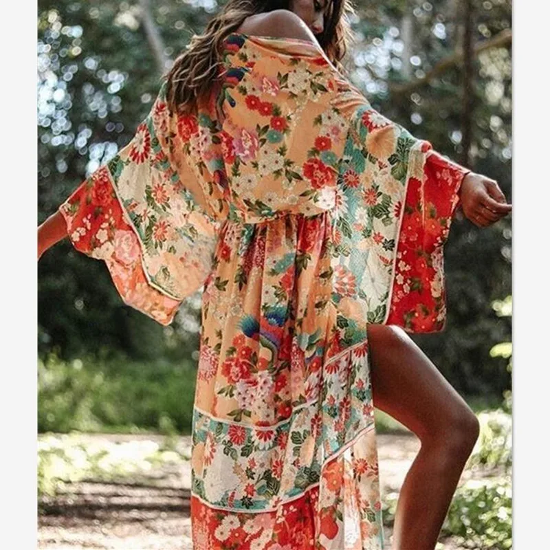 

Cotton Long Beach Dress Women saida de Praia Beach Cover up Kaftan Sarong Vestido Swim wear Cover ups Ropa de Playa Tunic Beach