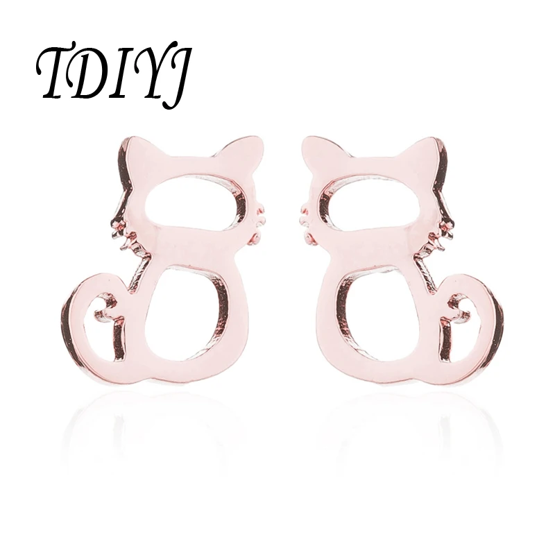 TDIYJ 3Pairs Stainless Steel Hollow Cat Earrings Women Jewelry Stud gift | Украшения и аксессуары