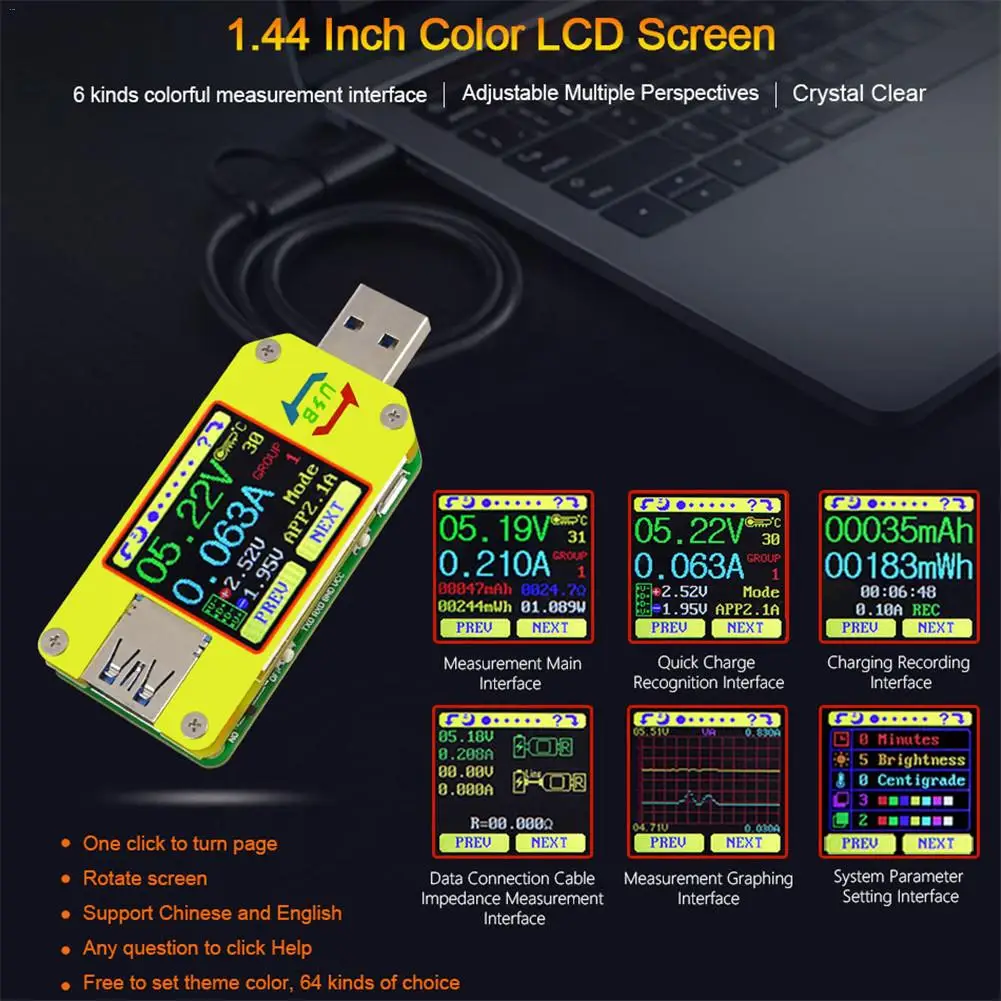 UM34C/UM34 USB 3 0 Type C цветной ЖК тестер измеритель напряжения Вольтметр Амперметр