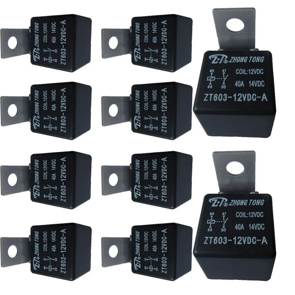 EE поддержка 10 шт. железных автомобилей грузовик автомобильный 12V 40A 40 AMP SPST реле 4 Pin