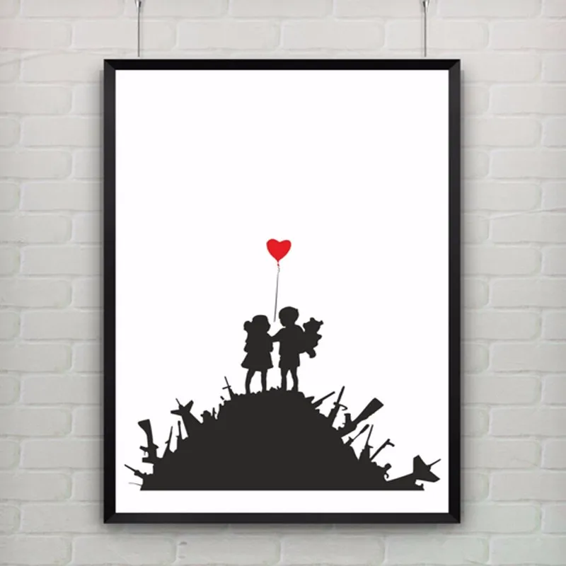 Дети на пистолетах по Banksy печать абстрактные граффити холст живопись