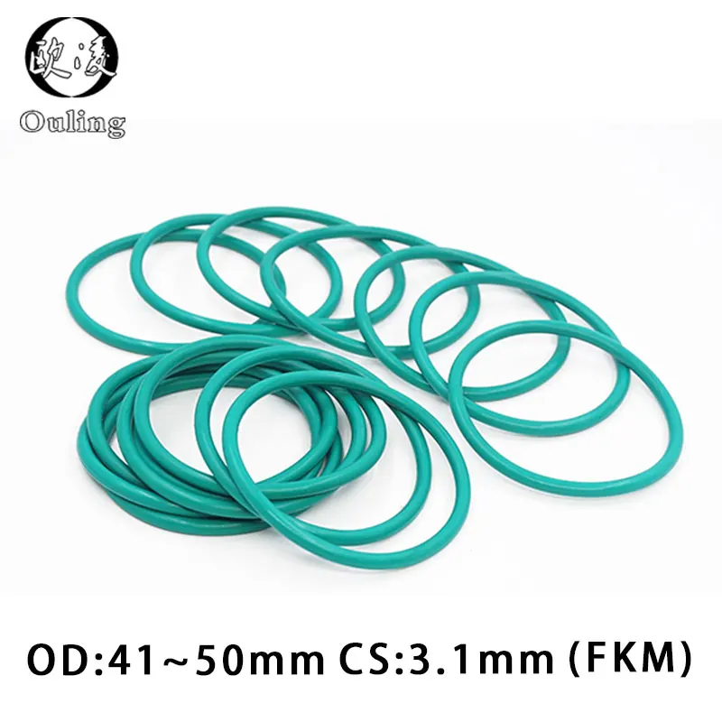 Резиновое кольцо 5 шт./лот зеленое уплотнительное FKM CS3.1mm OD41/42/43/44/45/46/47/48/50 мм