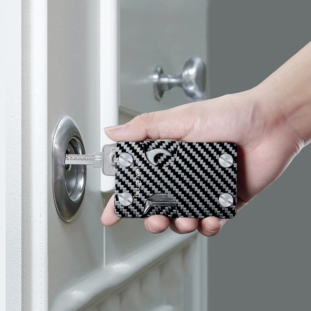 NewBring карбоновый держатель для карт и ключей Органайзер с RFID Анти-Вор многофункциональный бумажник для карт мужской u-диск включает