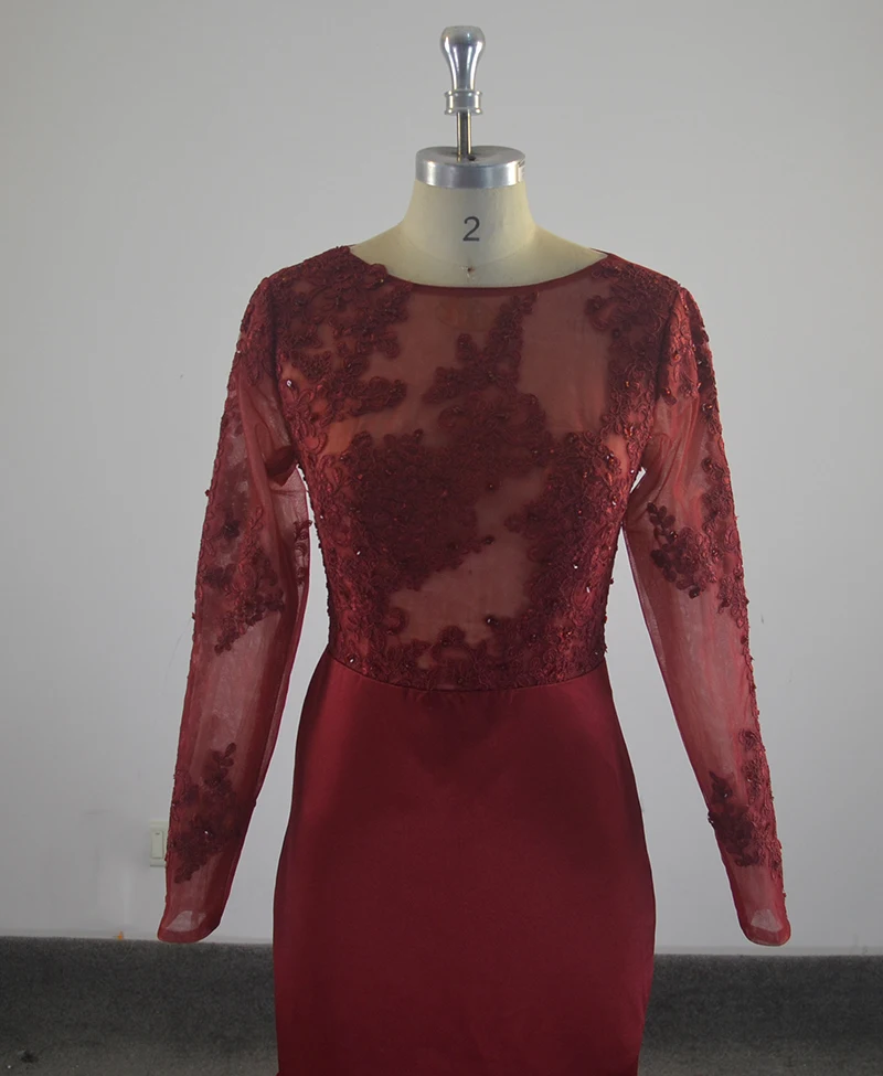 Свадебное платье с длинным рукавом на молнии кружевной аппликацией | Свадьбы и