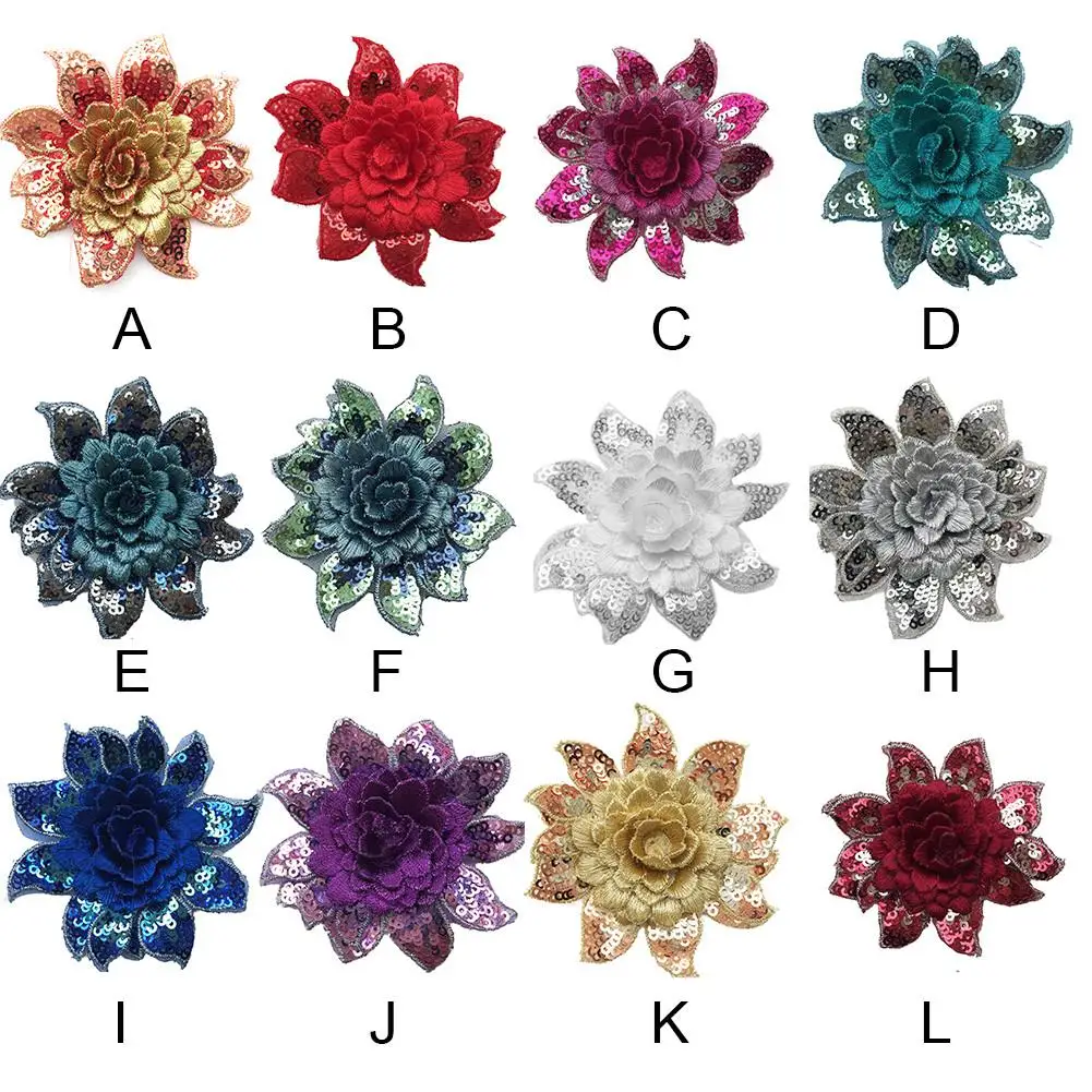 1PC Embroidered Flower Shape Changing Sequins Patch Sewing Clothes DIY Applique Clothing Jeans Craft Drop Shipping | Дом и сад