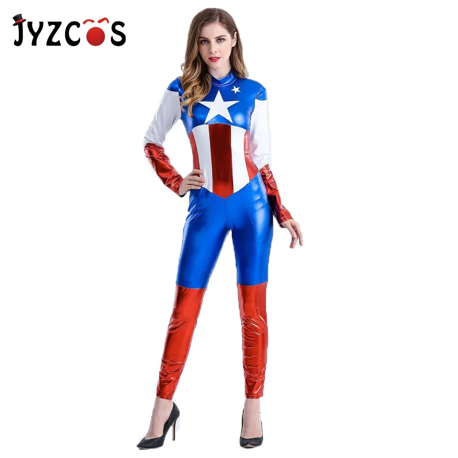 JYZCOS костюм Капитана Америки костюмы на Хэллоуин для женщин супергерой косплей