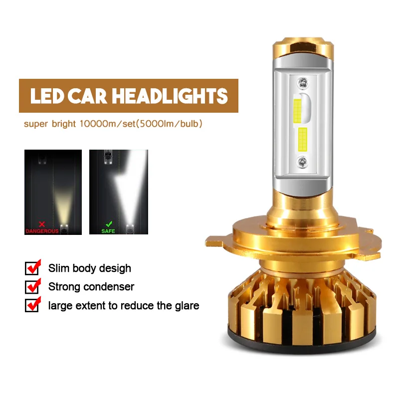 2 шт. Высокая Низкая BeamH4 светодиодный H7 H11 H9 H8 9006 HB4 H1 H3 HB3 SMD авто фары 50 Вт 5000LM тонкий