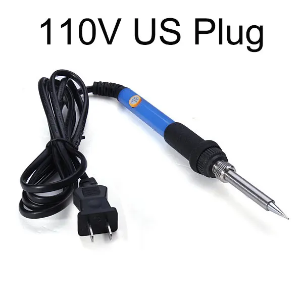 110V US Plug 1 шт. Eruntop, Электрический паяльник с регулируемой температурой, тепловой карандаш, 12 шт., ПАЯЛЬНЫЕ НАКОНЕЧНИКИ, 100 г, паяльная проволока - Цвет: 110V US Plug