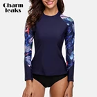 Женский купальник с длинным рукавом и цветочным принтом