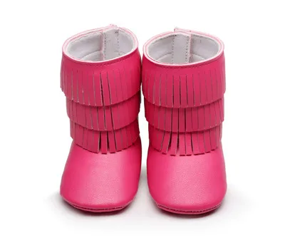 hot pink 14 цветов Новое поступление из искусственной замши 3 слоя кисточкой Мокасины детские пинетки для новорожденных первый шаг обувь - Цвет: hot pink