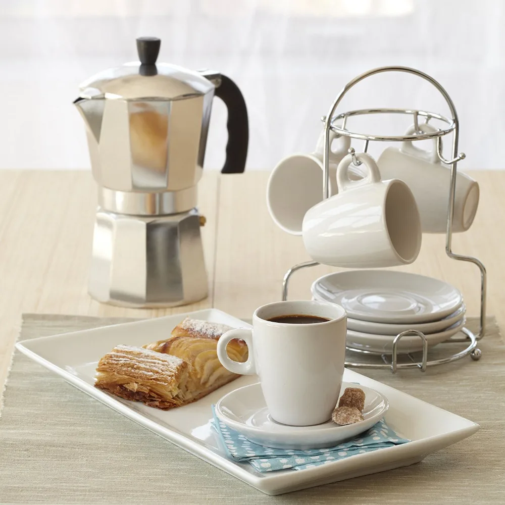 Алюминиевая для эспрессо Stovetop Кофеварка Percolator Pot 3 cup/6 cup алюминиевая 8-угловая Moka |