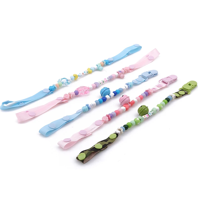

New Hot Sale Cute Baby Infant Kids Pacifier Chain Clip Letter Beads Dummy Clip Baby Kids Soother Nipple Toys Holder