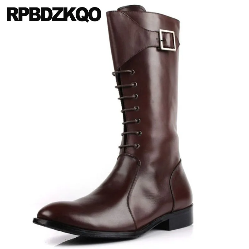 Модные ботинки до середины икры для верховой езды на молнии Роскошные 2021 мужские