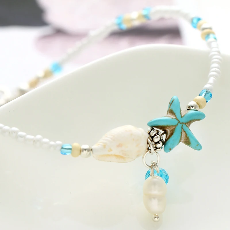 1 шт оболочки лодыжки бирюзовые звезды для женщин 2020 Мода Винтаж сандалия ручной