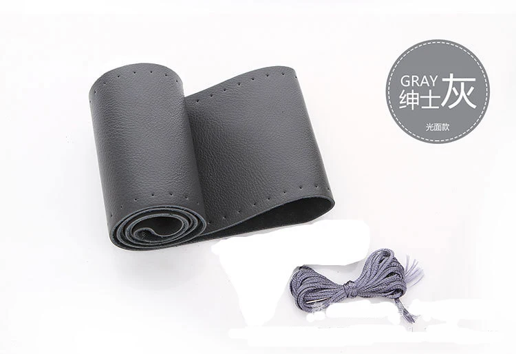 Genuine leather Ручная сшитая крышка рулевого колеса поли уретан ручка гладкая и деликатная Лазерная сверлильная крышка рулевого колеса автомобиля - Название цвета: Genuine leather