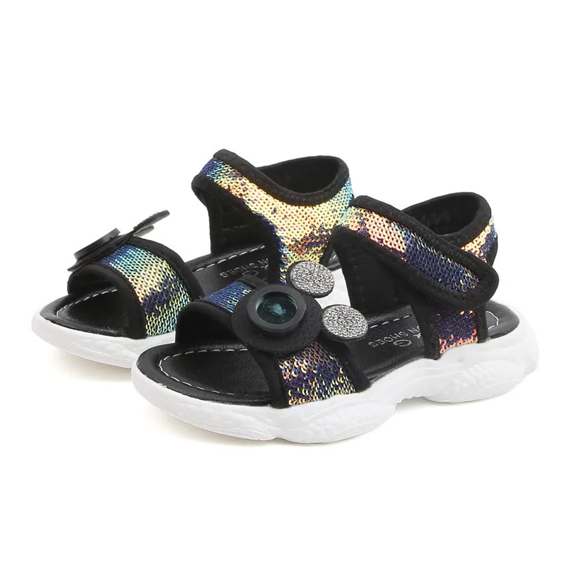 Детские кроссовки с блестками сандалии для маленьких мальчиков и девочек модель