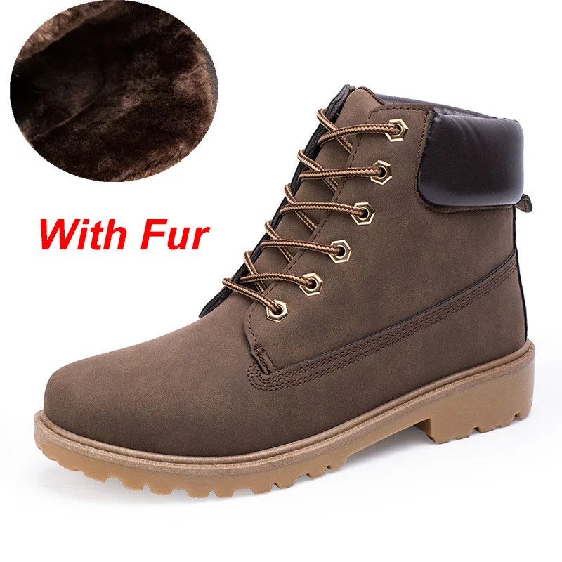 G-3 With Fur Brown VESONAL/брендовые Осенние повседневные зимние ботинки; Мужская обувь для взрослых; ботильоны; водонепроницаемые мужские зимние теплые плюшевые ботинки на меху; прогулочная обувь - Цвет: G-3 With Fur Brown