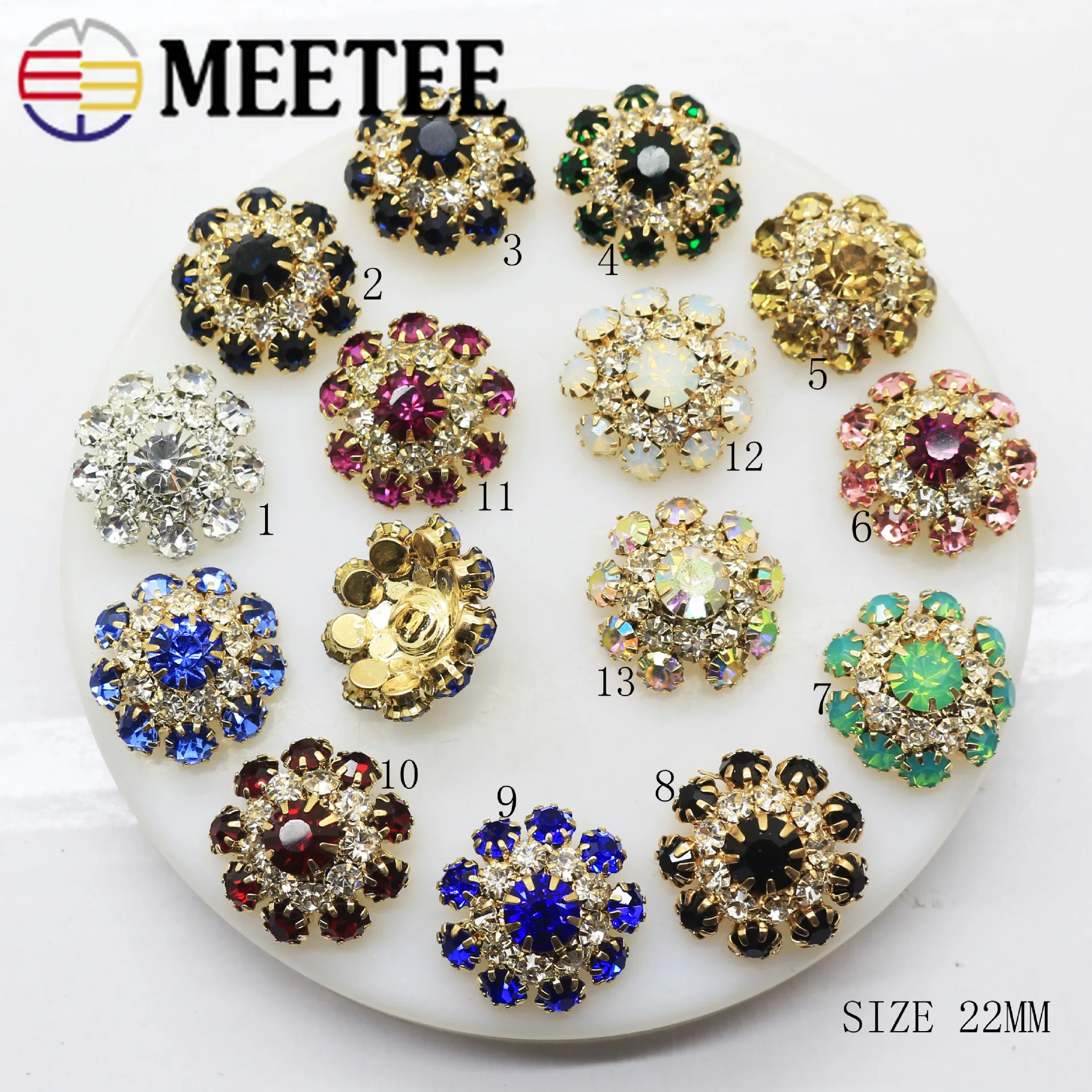 Круглые металлические пуговицы Стразы с кристаллами 10 шт. 22 мм аксессуары для