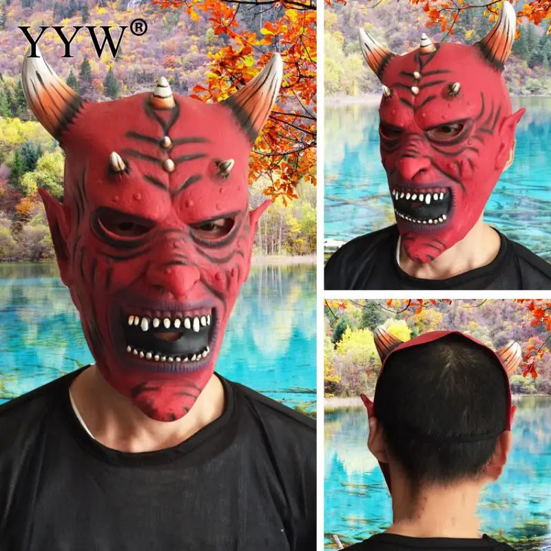 Страшная маска Red Demon реалистичные латексные маски с гудком украшение для