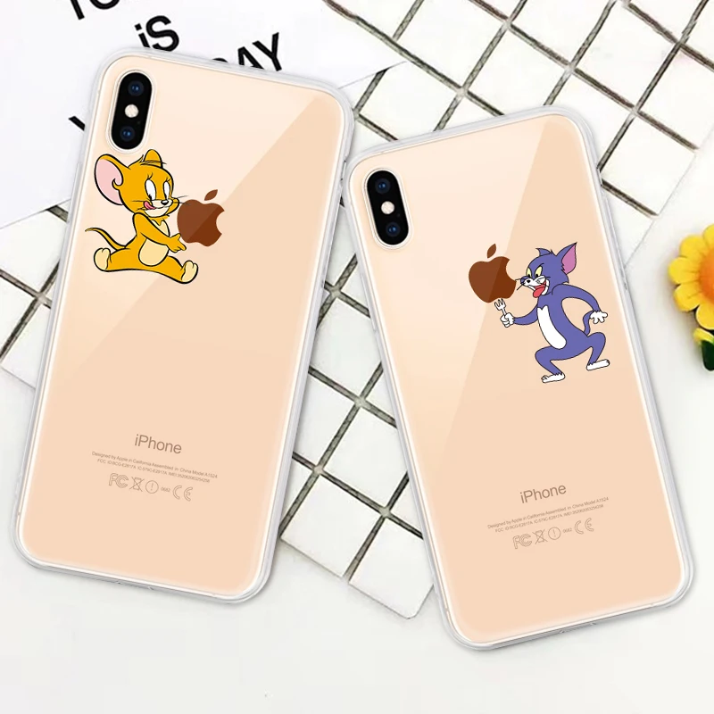 Чехлы с прозрачным рисунком для iPhone XS Max XR X 8 7 6 6S Plus 5 5S SE мультяшный Мягкий ТПУ