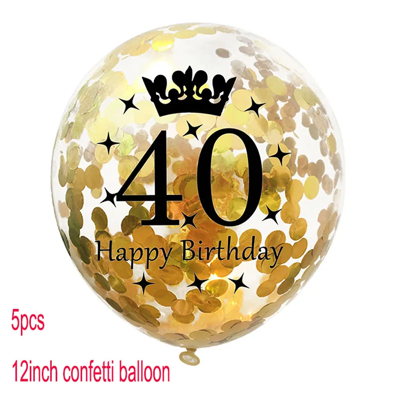 Balloon 5 40-й шарики ко дню рождения 40 лет День рождения украшения для взрослых резиновый шарик деко юбилей золотой черный балон гелий S8XN - Цвет: Balloon 5