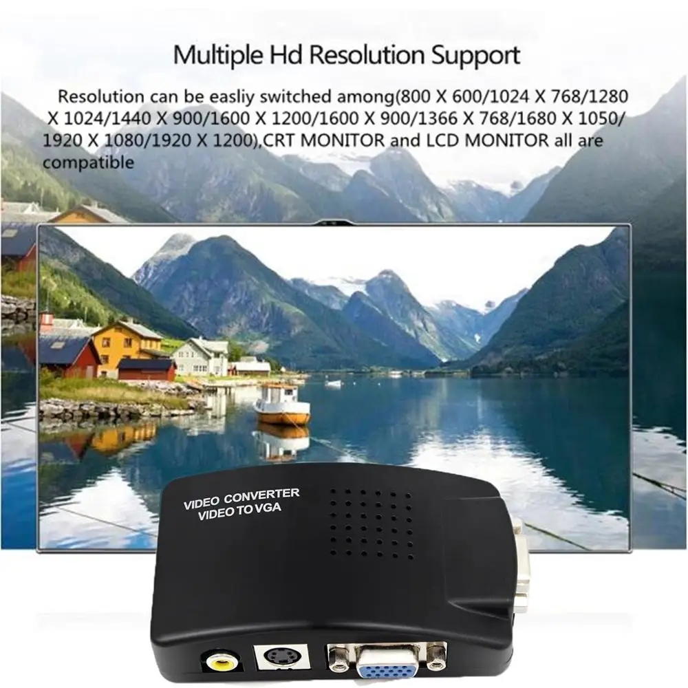S-video Композитный RCA AV к VGA видеоконвертер AV/RCA для ТВ ПК конвертер с адаптером