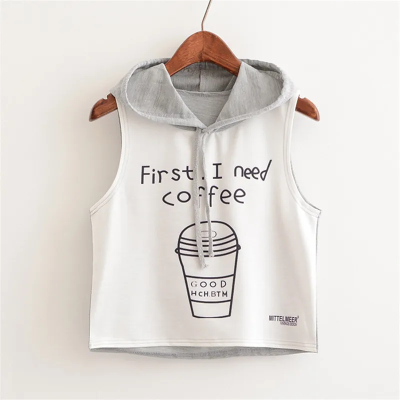 Футболка женская с капюшоном кроп топ без рукавов повседневный спортивный