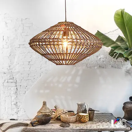 

Southeastern Vine Pendant Lamps Vintage Thailand Rattan Pendant Lights Fixture Home Indoor Lighting Restaurant Tea Room Lamp