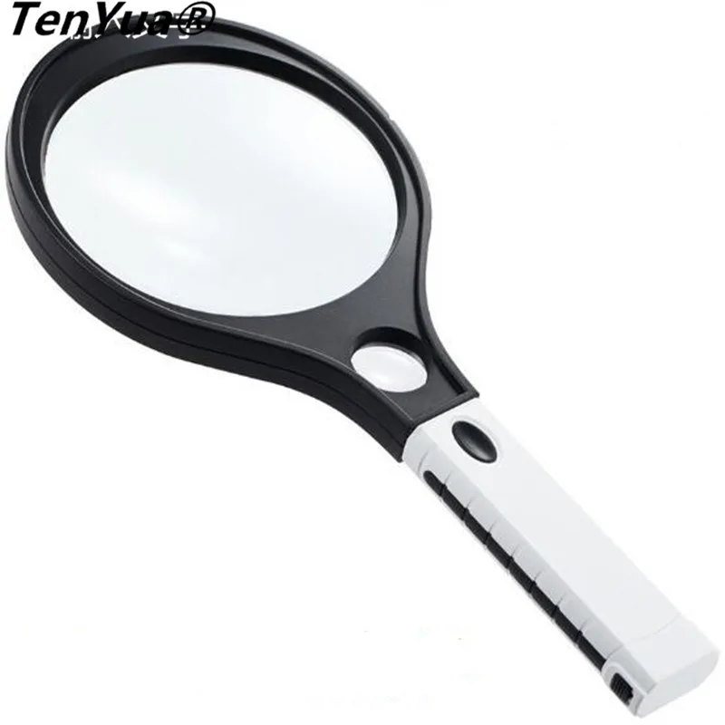 

TenYua Illuminated Magnifier Loupe 30mm 10X Magnifying Jewelry Glass 3X 138 mm Handheld Magnifier for Reading Repairing