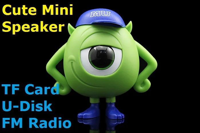 Бесплатная Доставка Монстры Мини Спикер ж/FM U-диск Карты ПАМЯТИ Mp3-плеер для