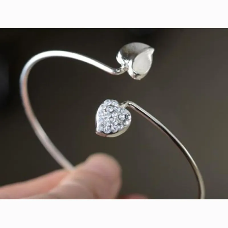 Модные женские серьги с двойными сердца любви браслеты классические открытые