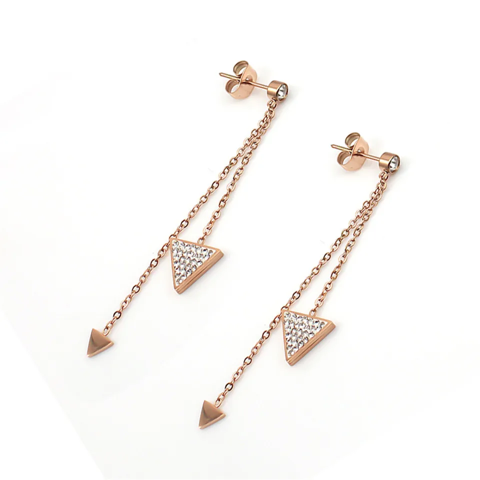 

New Stud Earrings Elegant Fashion and Charm Stainless Steel Hypoallergenic Long Triangle Earrings Jewelry Gift for women