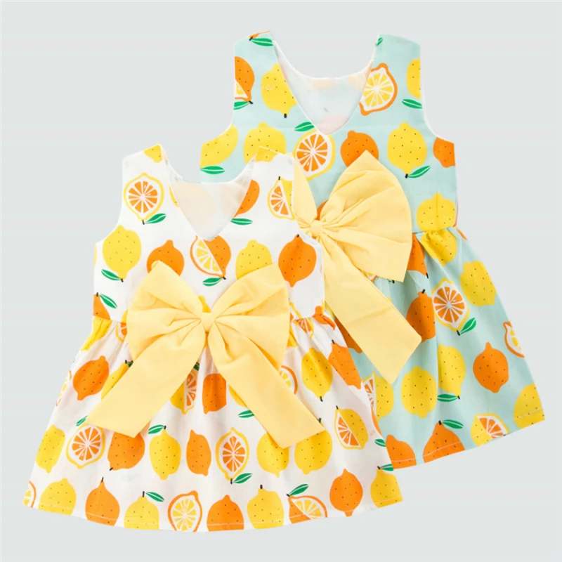 Newborn Infant Dresses Lemon Print Summer Baby Girl Dress Christening Gowns Princess Clothing | Детская одежда и обувь