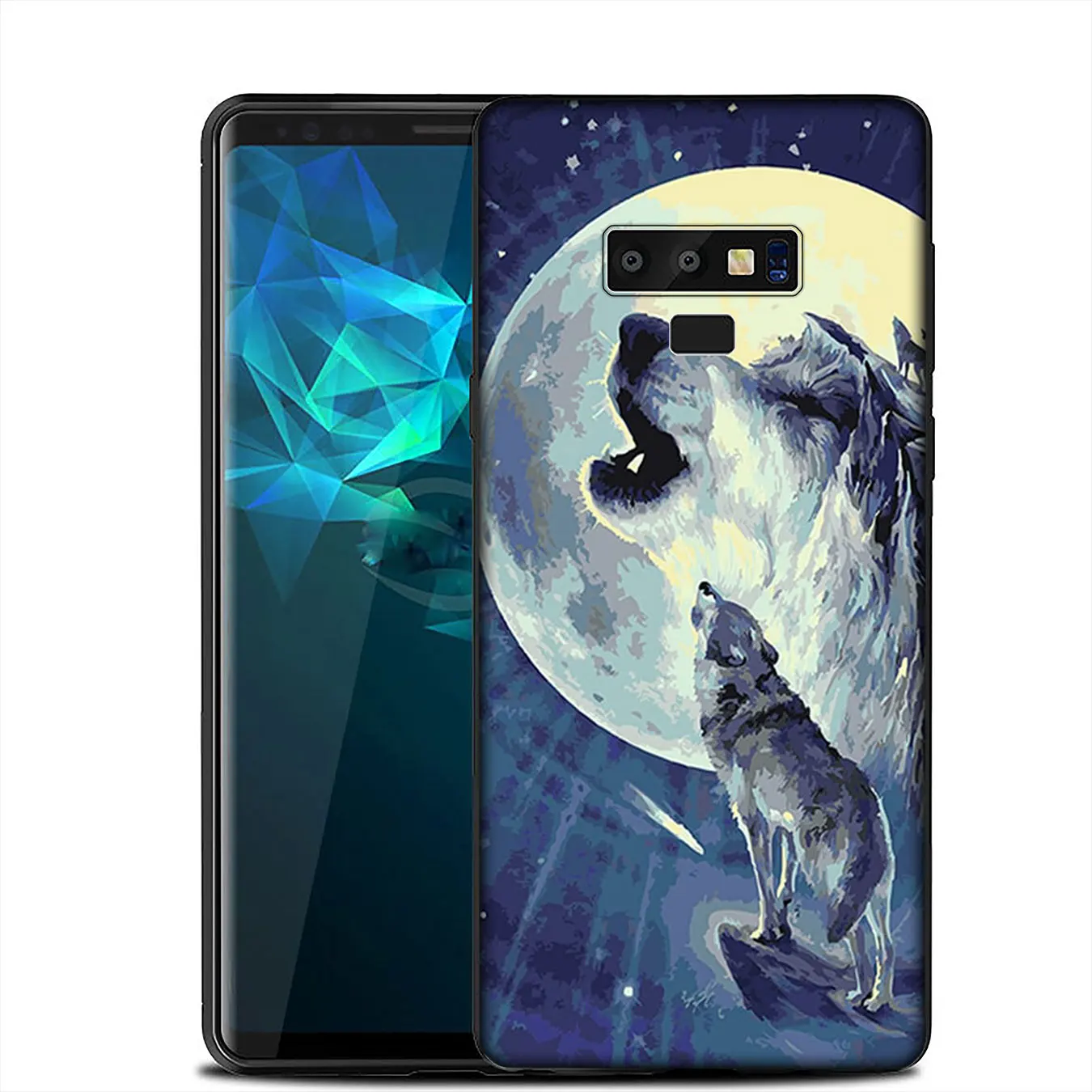 IYICAO Moon roaring wolf Soft Silicone Case for Samsung Galaxy A6 A9 A8 A7 2018 A3 A5 2016 2017 Note 9 8 10 Plus Lite |