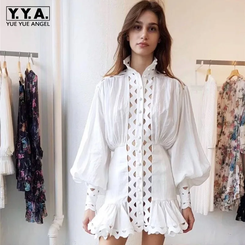 Новое модное дизайнерское Runway женские платья с рукавами-фонариками платье