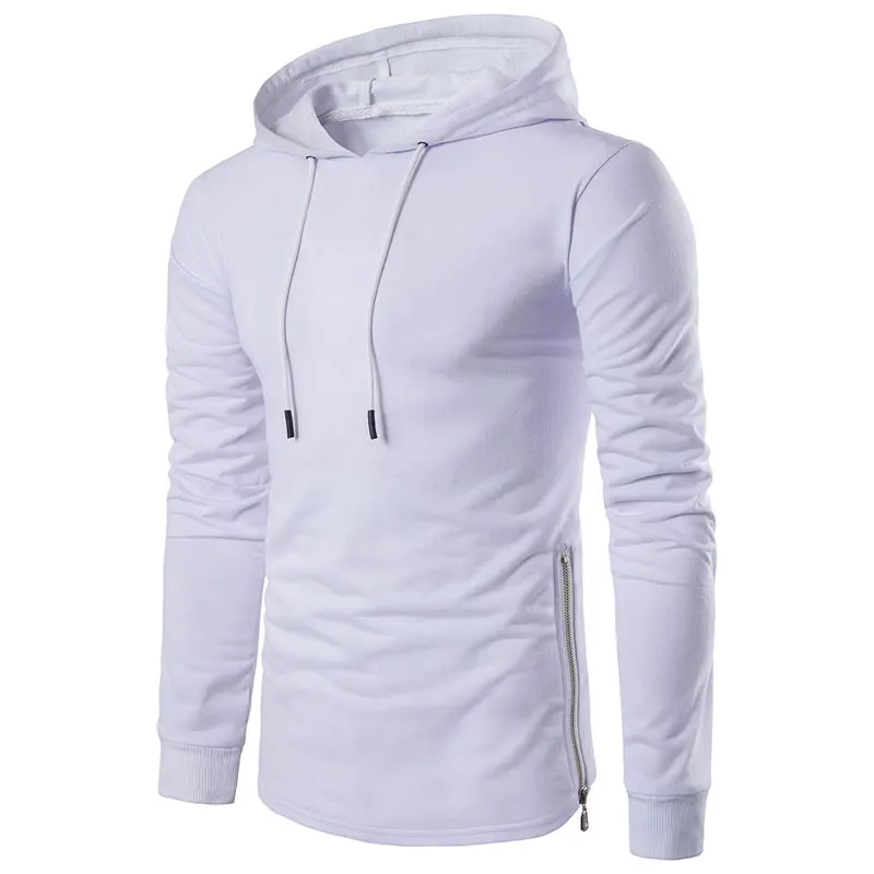 FJUN Мужская футболка с капюшоном slim fit длинным рукавом для мужчин хип-хоп боковой