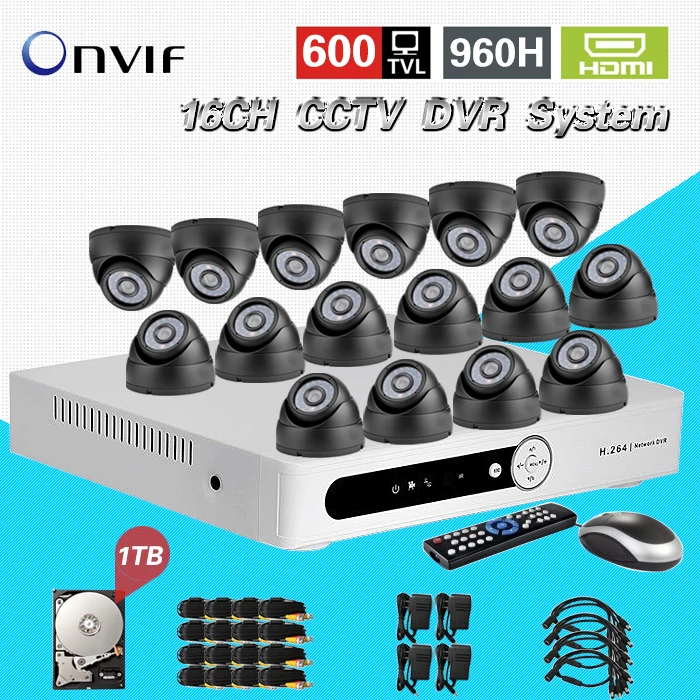 Главная видеонаблюдения 16ch безопасности DVR с 1 ТБ жесткий диск Крытый ночного