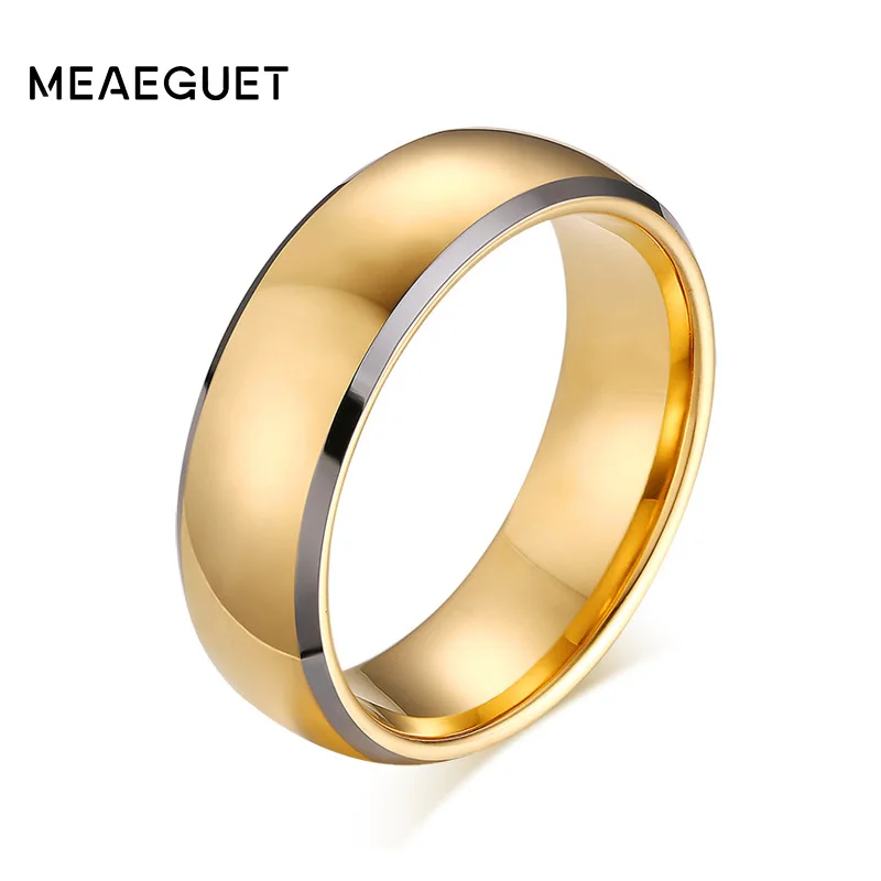 Meaeguet 8 мм золото-Цвет Чистый вольфрам карбид кольца обручальное кольцо обручение ювелирные изделия 2 цвета