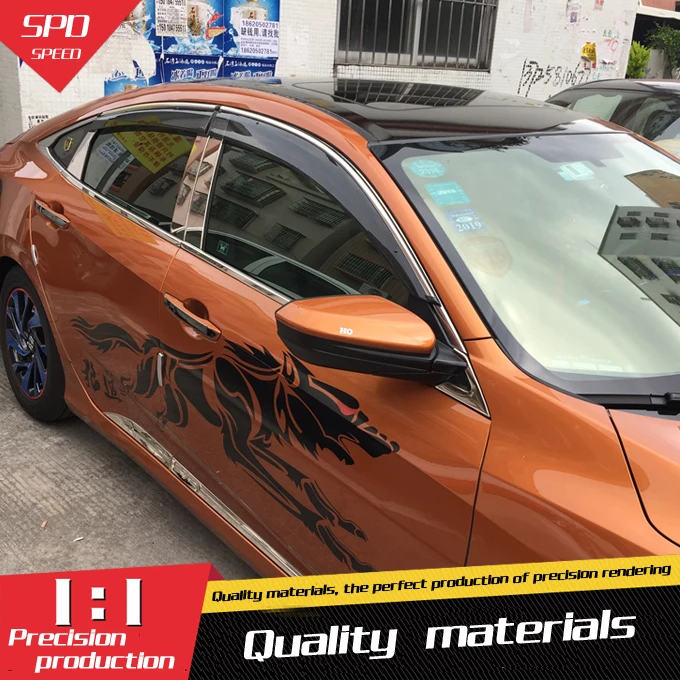 Пластиковый оконный козырек для Honda Civic 2016 2017 защита от солнца и дождя