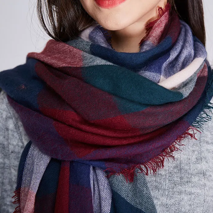 2017 winter plaid scarf dress new worsted cashmere women acrylic basic shawls female knitted fall pashmina chirstmas gift | Аксессуары