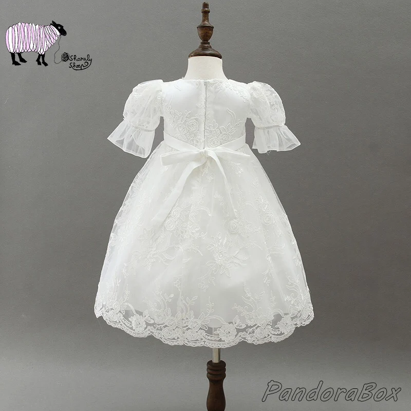 Реквизит для фотосъемки новорожденных Детское белое кружевное платье крещения с