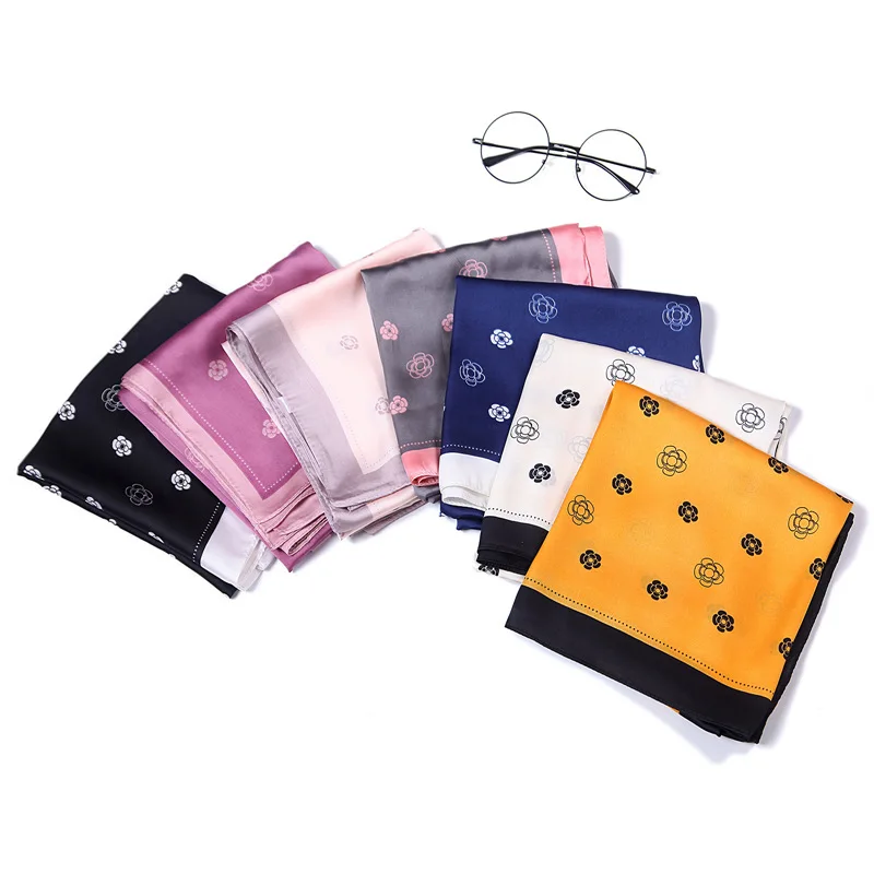 Женский квадратный шёлковый шарф модный летние шали и обертывания цветочный