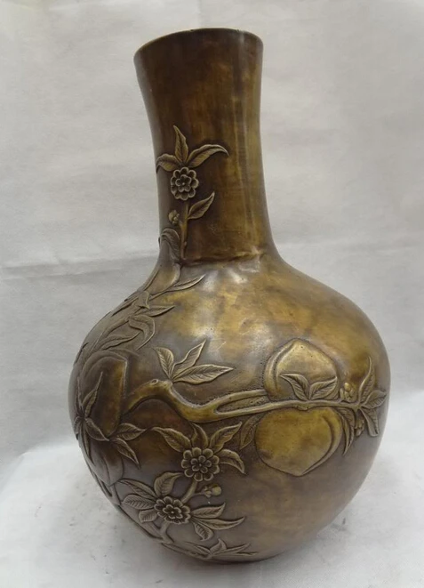 Bir 006992 20 &quotдекоративная китайская бронза буддизм Shou Tao персиковая ветка статуя