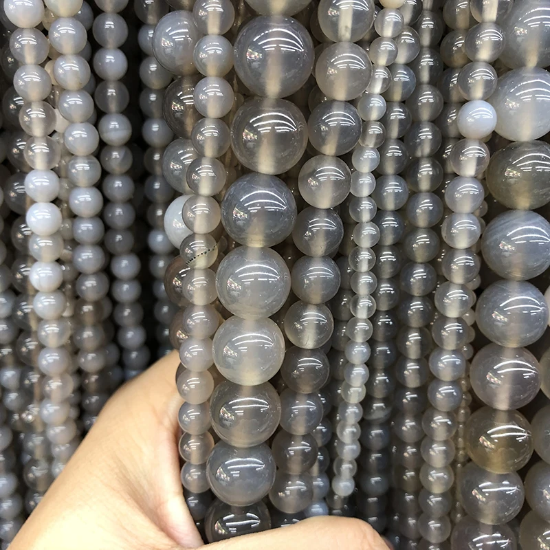 Natural Gem Stone Gray Agat Round Loose Beads 4/6/8/10/12/14MM Onyx Diy Jewelry Making Accessories | Украшения и аксессуары